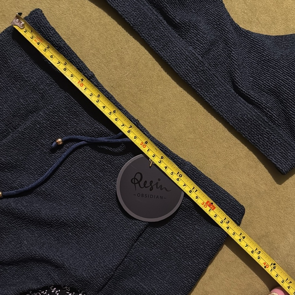 Resin Obsidian Free People Cream Crop Surf Bikini Top(L) Bottom(M) in Navy 52 - Picture 6 of 9